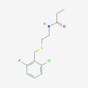 molecular formula C12H15ClFNOS B5403466 N-{2-[(2-chloro-6-fluorobenzyl)thio]ethyl}propanamide 