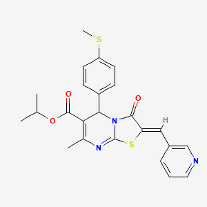 molecular formula C24H23N3O3S2 B5403484 isopropyl 7-methyl-5-[4-(methylthio)phenyl]-3-oxo-2-(3-pyridinylmethylene)-2,3-dihydro-5H-[1,3]thiazolo[3,2-a]pyrimidine-6-carboxylate 