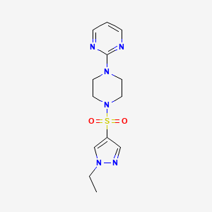 molecular formula C13H18N6O2S B5403539 2-{4-[(1-ethyl-1H-pyrazol-4-yl)sulfonyl]-1-piperazinyl}pyrimidine 