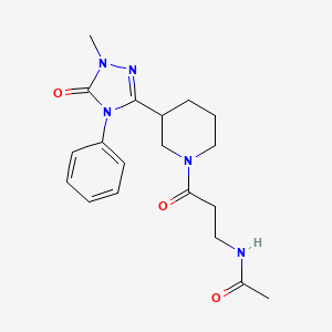 molecular formula C19H25N5O3 B5403612 N-{3-[3-(1-methyl-5-oxo-4-phenyl-4,5-dihydro-1H-1,2,4-triazol-3-yl)piperidin-1-yl]-3-oxopropyl}acetamide 