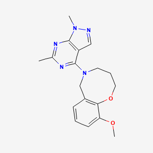 molecular formula C18H21N5O2 B5403662 5-(1,6-dimethyl-1H-pyrazolo[3,4-d]pyrimidin-4-yl)-10-methoxy-3,4,5,6-tetrahydro-2H-1,5-benzoxazocine 