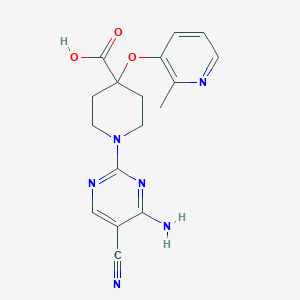 molecular formula C17H18N6O3 B5403680 1-(4-amino-5-cyanopyrimidin-2-yl)-4-[(2-methylpyridin-3-yl)oxy]piperidine-4-carboxylic acid 