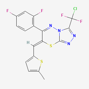 molecular formula C17H9ClF4N4S2 B5403701 3-[chloro(difluoro)methyl]-6-(2,4-difluorophenyl)-7-[(5-methyl-2-thienyl)methylene]-7H-[1,2,4]triazolo[3,4-b][1,3,4]thiadiazine 