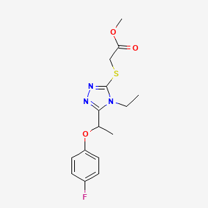 molecular formula C15H18FN3O3S B5403729 methyl ({4-ethyl-5-[1-(4-fluorophenoxy)ethyl]-4H-1,2,4-triazol-3-yl}thio)acetate 
