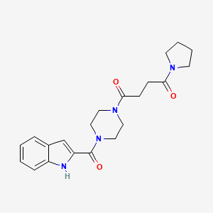 molecular formula C21H26N4O3 B5403745 2-({4-[4-oxo-4-(1-pyrrolidinyl)butanoyl]-1-piperazinyl}carbonyl)-1H-indole 
