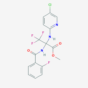 molecular formula C16H12ClF4N3O3 B5403772 methyl 2-[(5-chloropyridin-2-yl)amino]-3,3,3-trifluoro-N-(2-fluorobenzoyl)alaninate 