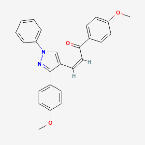 molecular formula C26H22N2O3 B5403781 1-(4-methoxyphenyl)-3-[3-(4-methoxyphenyl)-1-phenyl-1H-pyrazol-4-yl]-2-propen-1-one 