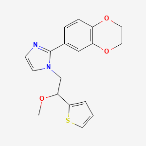 molecular formula C18H18N2O3S B5403784 2-(2,3-dihydro-1,4-benzodioxin-6-yl)-1-[2-methoxy-2-(2-thienyl)ethyl]-1H-imidazole 