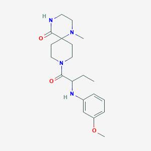 molecular formula C20H30N4O3 B5403794 9-{2-[(3-methoxyphenyl)amino]butanoyl}-1-methyl-1,4,9-triazaspiro[5.5]undecan-5-one 