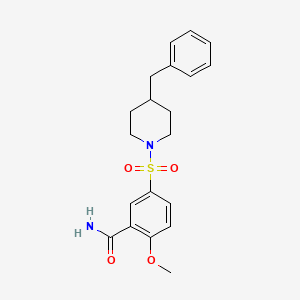 molecular formula C20H24N2O4S B5403846 5-[(4-benzyl-1-piperidinyl)sulfonyl]-2-methoxybenzamide 
