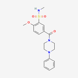 molecular formula C19H23N3O4S B5403855 2-methoxy-N-methyl-5-[(4-phenylpiperazin-1-yl)carbonyl]benzenesulfonamide 
