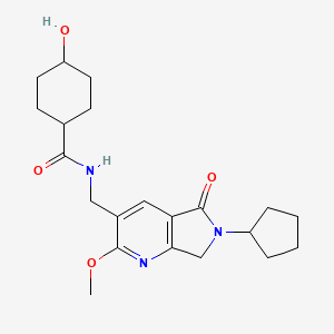 molecular formula C21H29N3O4 B5403858 cis-N-[(6-cyclopentyl-2-methoxy-5-oxo-6,7-dihydro-5H-pyrrolo[3,4-b]pyridin-3-yl)methyl]-4-hydroxycyclohexanecarboxamide 