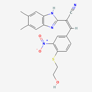 molecular formula C20H18N4O3S B5403860 2-(5,6-dimethyl-1H-benzimidazol-2-yl)-3-{4-[(2-hydroxyethyl)thio]-3-nitrophenyl}acrylonitrile 