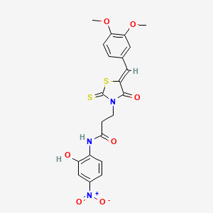molecular formula C21H19N3O7S2 B5403927 3-[5-(3,4-dimethoxybenzylidene)-4-oxo-2-thioxo-1,3-thiazolidin-3-yl]-N-(2-hydroxy-4-nitrophenyl)propanamide 