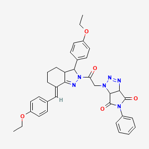molecular formula C36H36N6O5 B5403945 1-{2-[7-(4-ethoxybenzylidene)-3-(4-ethoxyphenyl)-3,3a,4,5,6,7-hexahydro-2H-indazol-2-yl]-2-oxoethyl}-5-phenyl-3a,6a-dihydropyrrolo[3,4-d][1,2,3]triazole-4,6(1H,5H)-dione 