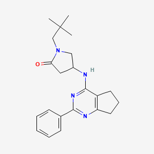 molecular formula C22H28N4O B5403986 1-(2,2-dimethylpropyl)-4-[(2-phenyl-6,7-dihydro-5H-cyclopenta[d]pyrimidin-4-yl)amino]pyrrolidin-2-one 