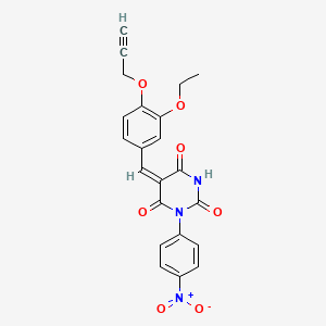molecular formula C22H17N3O7 B5403996 5-[3-ethoxy-4-(2-propyn-1-yloxy)benzylidene]-1-(4-nitrophenyl)-2,4,6(1H,3H,5H)-pyrimidinetrione 