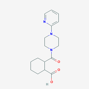 molecular formula C17H23N3O3 B5404043 2-{[4-(2-pyridinyl)-1-piperazinyl]carbonyl}cyclohexanecarboxylic acid 