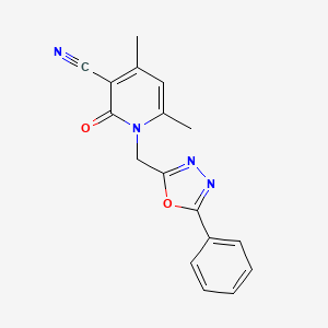 molecular formula C17H14N4O2 B5404051 4,6-dimethyl-2-oxo-1-[(5-phenyl-1,3,4-oxadiazol-2-yl)methyl]-1,2-dihydropyridine-3-carbonitrile 