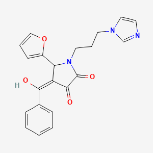 molecular formula C21H19N3O4 B5404097 4-benzoyl-5-(2-furyl)-3-hydroxy-1-[3-(1H-imidazol-1-yl)propyl]-1,5-dihydro-2H-pyrrol-2-one 