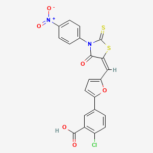 molecular formula C21H11ClN2O6S2 B5404115 2-chloro-5-(5-{[3-(4-nitrophenyl)-4-oxo-2-thioxo-1,3-thiazolidin-5-ylidene]methyl}-2-furyl)benzoic acid 