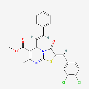 molecular formula C24H18Cl2N2O3S B5404175 methyl 2-(3,4-dichlorobenzylidene)-7-methyl-3-oxo-5-(2-phenylvinyl)-2,3-dihydro-5H-[1,3]thiazolo[3,2-a]pyrimidine-6-carboxylate 