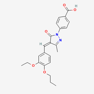 molecular formula C23H24N2O5 B5404179 4-[4-(3-ethoxy-4-propoxybenzylidene)-3-methyl-5-oxo-4,5-dihydro-1H-pyrazol-1-yl]benzoic acid 