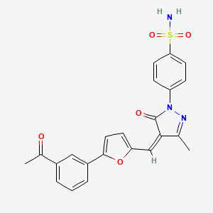 molecular formula C23H19N3O5S B5404194 4-(4-{[5-(3-acetylphenyl)-2-furyl]methylene}-3-methyl-5-oxo-4,5-dihydro-1H-pyrazol-1-yl)benzenesulfonamide 
