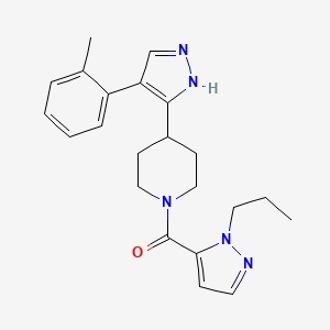 molecular formula C22H27N5O B5404208 4-[4-(2-methylphenyl)-1H-pyrazol-5-yl]-1-[(1-propyl-1H-pyrazol-5-yl)carbonyl]piperidine 