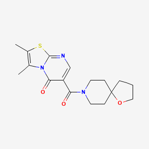 molecular formula C17H21N3O3S B5404283 2,3-dimethyl-6-(1-oxa-8-azaspiro[4.5]dec-8-ylcarbonyl)-5H-[1,3]thiazolo[3,2-a]pyrimidin-5-one 