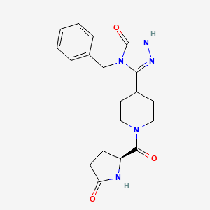 molecular formula C19H23N5O3 B5404304 4-benzyl-5-(1-{[(2S)-5-oxo-2-pyrrolidinyl]carbonyl}-4-piperidinyl)-2,4-dihydro-3H-1,2,4-triazol-3-one 