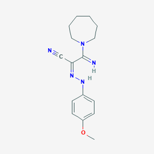 molecular formula C16H21N5O B5404333 3-(1-azepanyl)-3-imino-2-[(4-methoxyphenyl)hydrazono]propanenitrile 