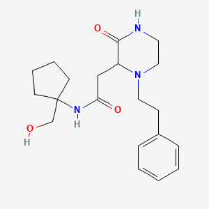 molecular formula C20H29N3O3 B5404431 N-[1-(hydroxymethyl)cyclopentyl]-2-[3-oxo-1-(2-phenylethyl)-2-piperazinyl]acetamide 