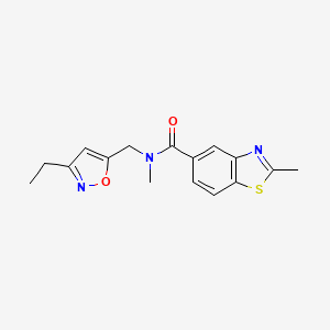 molecular formula C16H17N3O2S B5404445 N-[(3-ethylisoxazol-5-yl)methyl]-N,2-dimethyl-1,3-benzothiazole-5-carboxamide 