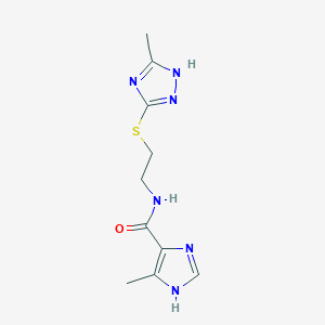 molecular formula C10H14N6OS B5404446 4-methyl-N-{2-[(3-methyl-1H-1,2,4-triazol-5-yl)thio]ethyl}-1H-imidazole-5-carboxamide 