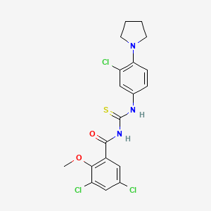 3,5-dichloro-N-({[3-chloro-4-(1-pyrrolidinyl)phenyl]amino}carbonothioyl)-2-methoxybenzamide