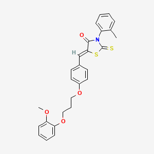 molecular formula C27H25NO4S2 B5404566 5-{4-[3-(2-methoxyphenoxy)propoxy]benzylidene}-3-(2-methylphenyl)-2-thioxo-1,3-thiazolidin-4-one 