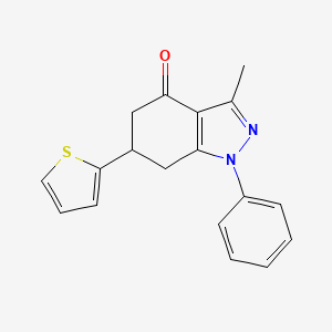 molecular formula C18H16N2OS B5404600 3-methyl-1-phenyl-6-(2-thienyl)-1,5,6,7-tetrahydro-4H-indazol-4-one 
