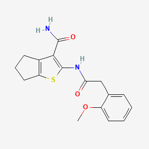 molecular formula C17H18N2O3S B5404611 2-{[(2-methoxyphenyl)acetyl]amino}-5,6-dihydro-4H-cyclopenta[b]thiophene-3-carboxamide 