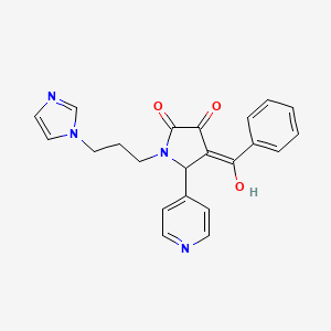 molecular formula C22H20N4O3 B5404623 4-benzoyl-3-hydroxy-1-[3-(1H-imidazol-1-yl)propyl]-5-(4-pyridinyl)-1,5-dihydro-2H-pyrrol-2-one 