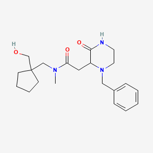 molecular formula C21H31N3O3 B5404627 2-(1-benzyl-3-oxo-2-piperazinyl)-N-{[1-(hydroxymethyl)cyclopentyl]methyl}-N-methylacetamide 