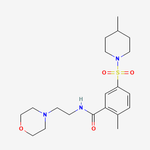 molecular formula C20H31N3O4S B5404632 2-methyl-5-[(4-methyl-1-piperidinyl)sulfonyl]-N-[2-(4-morpholinyl)ethyl]benzamide 