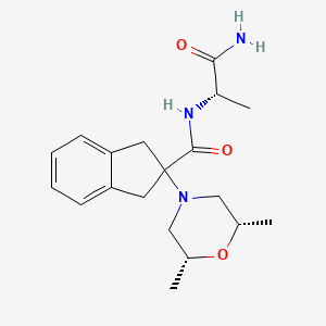 molecular formula C19H27N3O3 B5404661 N-[(1S)-2-amino-1-methyl-2-oxoethyl]-2-[(2R,6S)-2,6-dimethyl-4-morpholinyl]-2-indanecarboxamide 