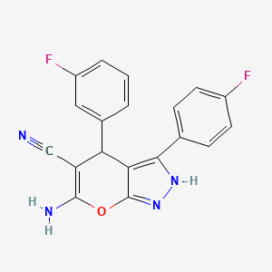 molecular formula C19H12F2N4O B5404800 6-amino-4-(3-fluorophenyl)-3-(4-fluorophenyl)-1,4-dihydropyrano[2,3-c]pyrazole-5-carbonitrile 