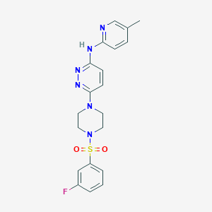 molecular formula C20H21FN6O2S B5404816 6-{4-[(3-fluorophenyl)sulfonyl]-1-piperazinyl}-N-(5-methyl-2-pyridinyl)-3-pyridazinamine 