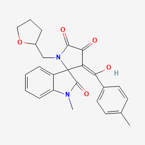 molecular formula C25H24N2O5 B5404962 4'-hydroxy-1-methyl-3'-(4-methylbenzoyl)-1'-(tetrahydro-2-furanylmethyl)spiro[indole-3,2'-pyrrole]-2,5'(1H,1'H)-dione 