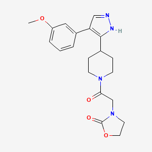molecular formula C20H24N4O4 B5404965 3-(2-{4-[4-(3-methoxyphenyl)-1H-pyrazol-5-yl]piperidin-1-yl}-2-oxoethyl)-1,3-oxazolidin-2-one 