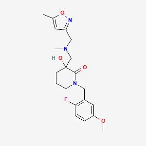 molecular formula C20H26FN3O4 B5404976 1-(2-fluoro-5-methoxybenzyl)-3-hydroxy-3-({methyl[(5-methylisoxazol-3-yl)methyl]amino}methyl)piperidin-2-one 