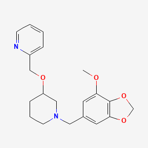 molecular formula C20H24N2O4 B5404982 2-[({1-[(7-methoxy-1,3-benzodioxol-5-yl)methyl]-3-piperidinyl}oxy)methyl]pyridine 