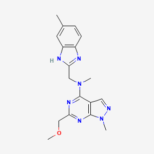 molecular formula C18H21N7O B5404990 6-(methoxymethyl)-N,1-dimethyl-N-[(5-methyl-1H-benzimidazol-2-yl)methyl]-1H-pyrazolo[3,4-d]pyrimidin-4-amine 